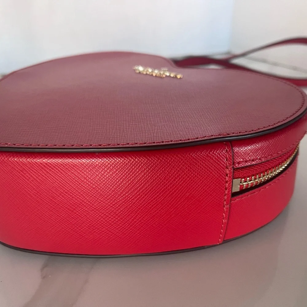 Kate Spade Love Shack Heart Leather Bag Purse Candied Cherry Red Saffiano NEW